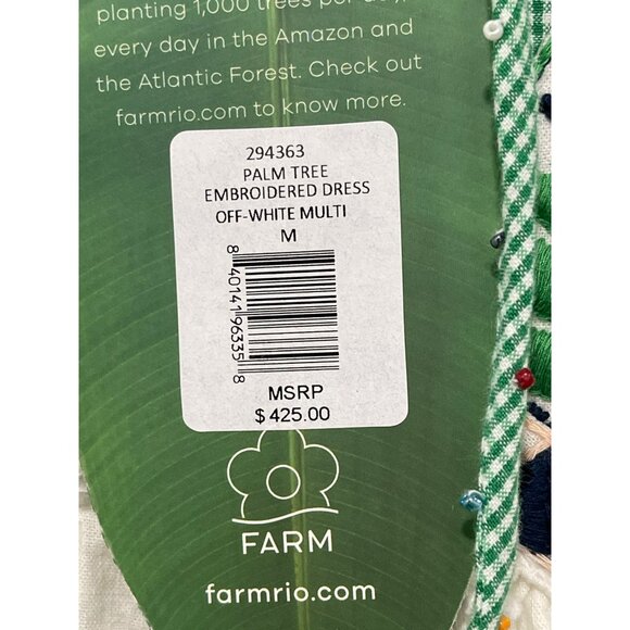 New Farm Rio $425 Embroidered Maxi Dress Palm Tree Long Sleeve Boho Medium - Picture 9 of 9